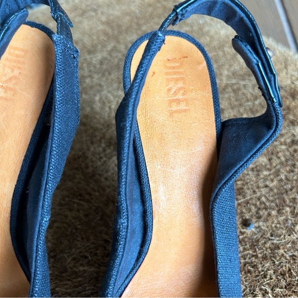 Diesel Women's Black canvas and leather heels sz 39 - Picture 7 of 9